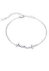 beautiful adjustable silver cross angel wing baby anklet